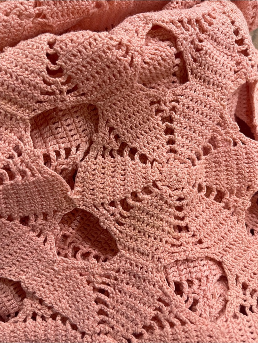 Handmade Crochet Throw Blanket in Dusty Pink